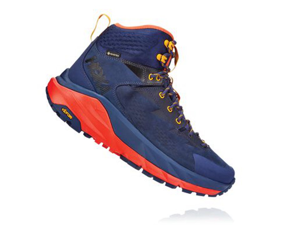 Hiking Boots Mens - Hoka One One Kaha GORE-TEX - Blue/Red - ATVWIMY-18